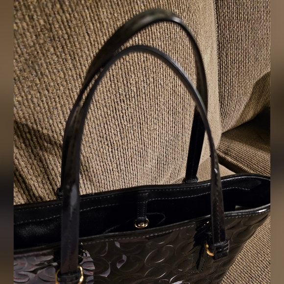 Coach Peyton Satchel/Small Tote Embossed Patent Black leather F50540 EUC - Picture 14 of 16